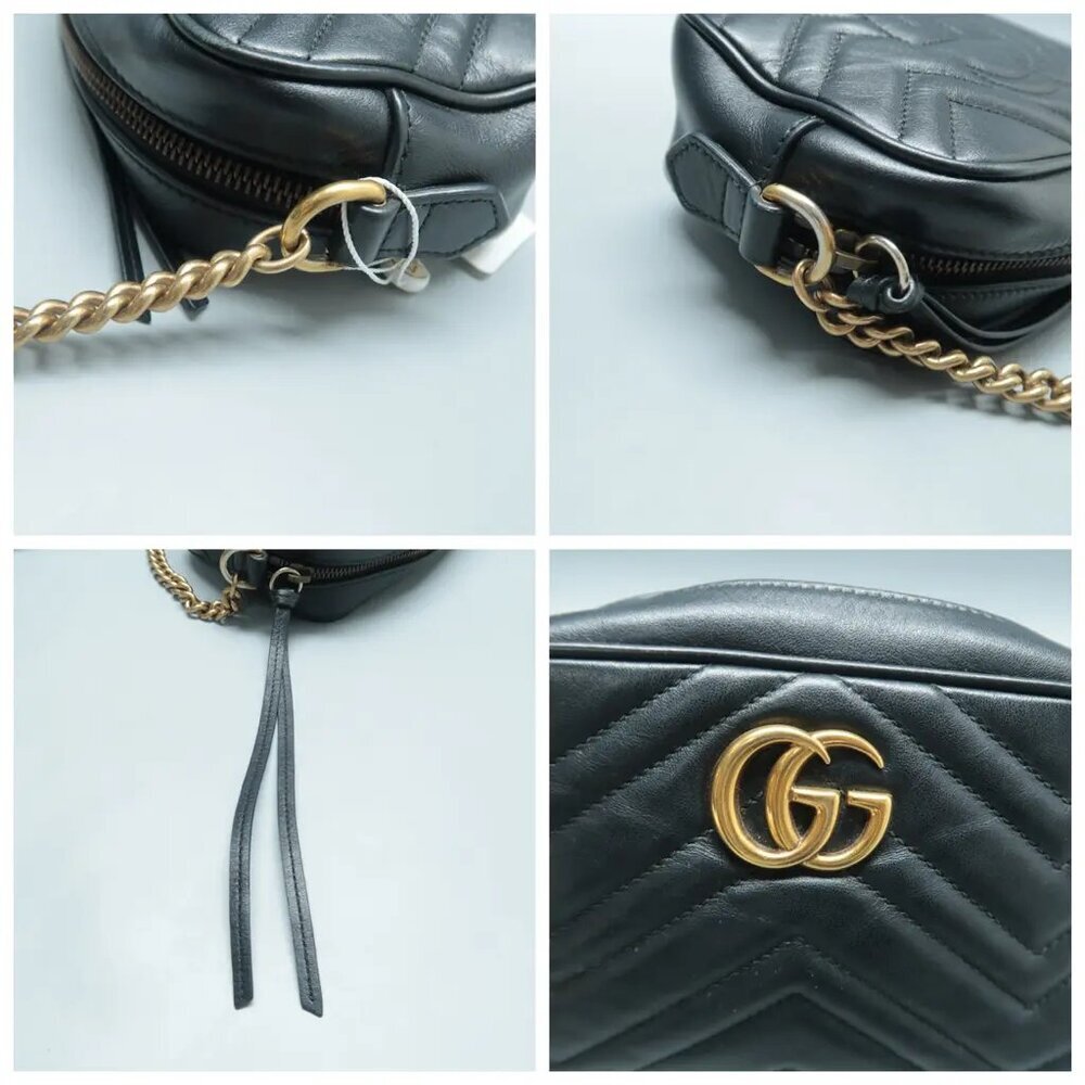 100% Authentic GUCCI GG Marmont Black Leather Shoulder Bag 882-112824 - Picture 7 of 12